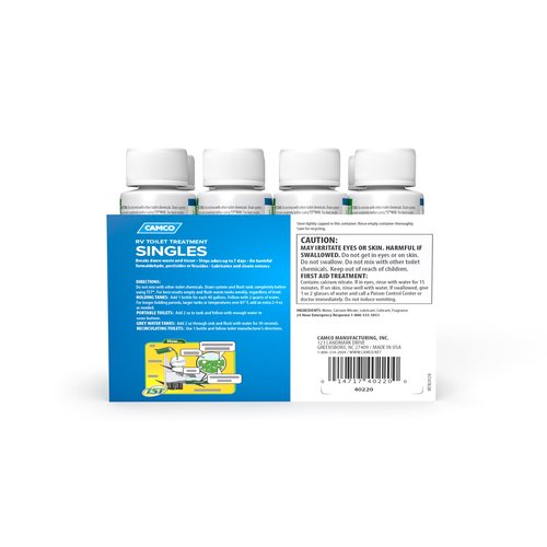 Camco TST Fresh Scent RV Toilet Treatment - Formaldehyde Free - Breaks Down Waste And Tissue, Septic Tank Safe - Treats up to 8-40 Gallon Holding Tanks - (8) 4 oz Bottles (40221)