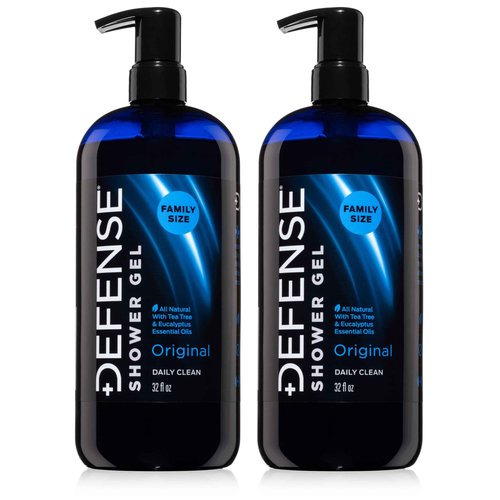 Defense Soap Tea Tree Body Wash | All Natural Organic Shower Soap for Athletes | Odor Control & Skin Fungal Protection for Sports, Post Workout & Recovery - 32 oz (Pack of 2)