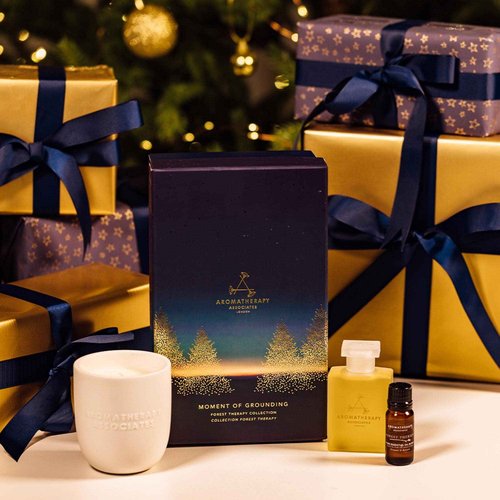 Aromatherapy Associates Moment of Grounding. Luxurious Gift Set Includes Forest Therapy Bath & Shower Gel, Pure Essential Oil Blend, and Candle (1 count)