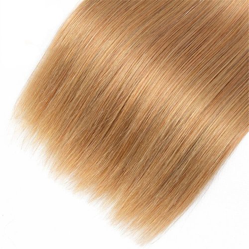 Biliisyff Color #27 Bundle Honey Blonde Straight Human Hair Bundles Brazilian Grade 8A Virgin Hair Extensions 24 24 24 Inch Double Weft 27 Straight Hair Weave