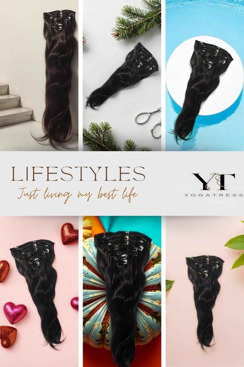 Yogatress Clip in Hair Extensions Real Human Hair – 100% Indian Remy Human Hair Extensions, Clip Extensions for Women, Double Weft Seamless, Straight, Pack of 1 – 1B Natural Black 20 Inch 120g Premium