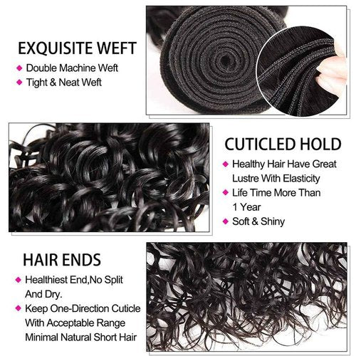 Wahairse Human Hair Bundles 1B Jerry Curly Bundles Natural Color Unprocessed Brazilian Virgin 3 Bundles Quick Weave Human Hair Extensions (1B# Jerry Curly, 22 24 26)