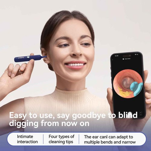 【Upgrade Version】Earsight Plus E33R Ear Wax Removal Tool Camera, Ear Cleaner with Flexible Ear Camera Otoscope, Visual Ear Pick Tweezers Wax Remover, Ear Cleaning Kit for Family