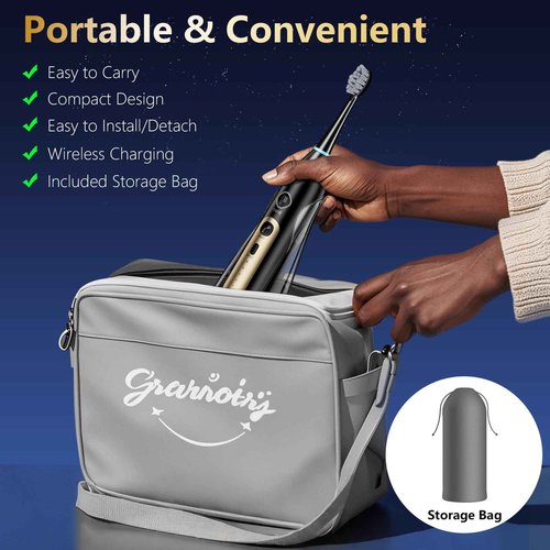 Electric Toothbrush with Water Flosser Combo, Professional Oral Care with 3 Brush Modes & 5 Water Pressure, Rechargeable Flossing Toothbrush for Adults Teeth Cleaning, Cordless for Home&Travel, Black