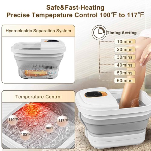UNIFULL Collapsible Foot Spa Bath with Heat, Touch Screen, Massage Rollers, Bubble, Foot Pedicure Kit, Temperature Control, Foot Spa, Foot Bath Gifts
