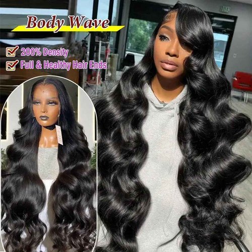 Body Wave Lace Front Wigs Human Hair 200% Density Glueless HD Transparent 13×4 Lace Frontal Wigs Human Hair Brazilian Virgin Wig for Women Pre Plucked Bleached Knots with Baby Hair(24 Inch)