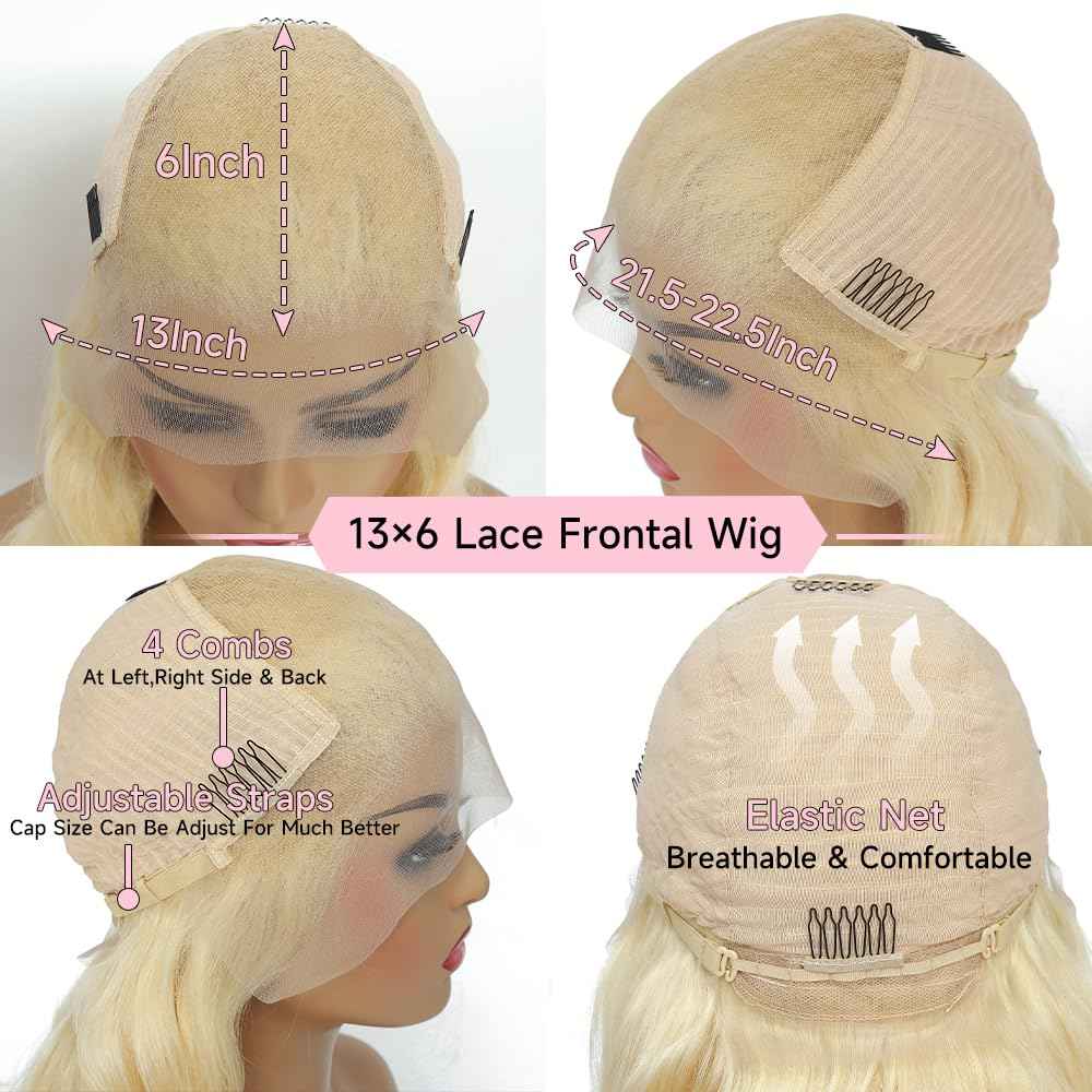 Loyom 613 Lace Front Wig Human Hair 30 Inch 13x6 Transparent Lace 12A Blonde Glueless Lace Front Wigs Human Hair 613 Body Wave Lace Front Wig Human Hair 613 HD Lace Frontal Wigs 200 Density