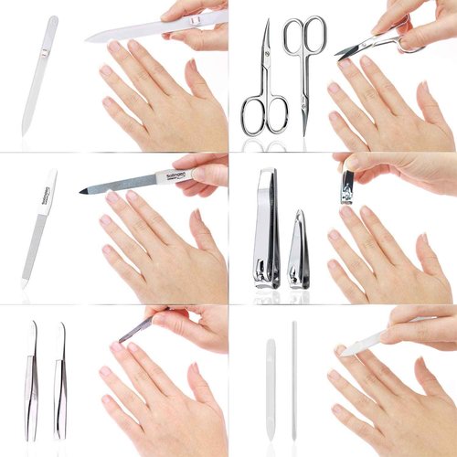 marQus Nail Kit for Men and Women - Manicure Set 12 pcs - German Made Nail Kit - Grooming Set - Genuine Leather Case with exclusive Glass Nail File - Manicure Set made in Germany