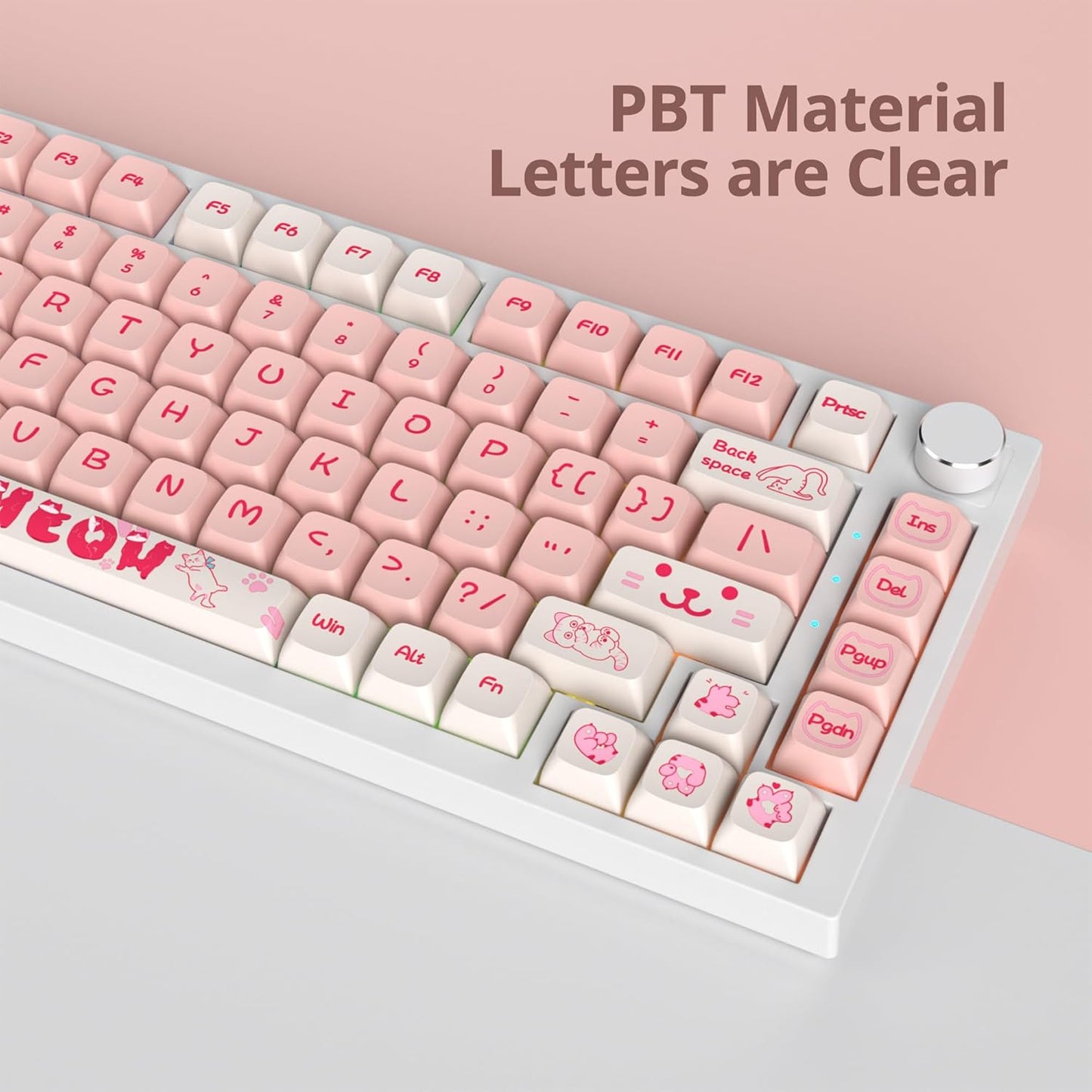 140 Keys Gradient Keycaps Side Printed Keycap Set Cherry Profile PBT Keycaps Double Shot Shine Through Custom Keycaps for Mechanical Gaming Keyboards(Minutest Dust)