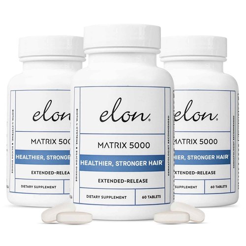 Elon Matrix 5000 - Biotin 5000mcg Vitamins for Hair Growth w/Extended Release - Promotes Healthy & Strong Hair - Pack of 3 (180 Day Supply)