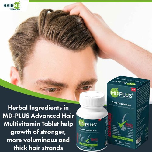 HairMD MD Plus Hair Growth Multivitamin Tablets (Biotin, Keratin & Saw Palmetto) - Designed for Hair Loss Treatment - Thickens Hair - Balances Diet to Help Block DHT