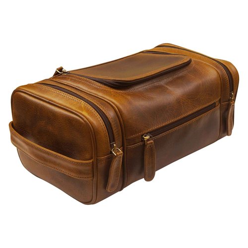 ELIZO Genuine Leather Toiletry Bag for Men Mens Toiletry Bags for Traveling Waterproof Hanging Leather Dopp Kit w/Hook Extra largeToiletry Bag Travel Organizer for Toiletries