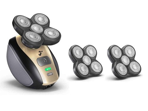 Freebird FlexSeries™ Shaver and Two Blade Refills - Fast, Smooth, Water-Resistant Electric Head Shaver with 5 Flexible Blades, USB Rechargeable, Ideal for Bald Men and Women