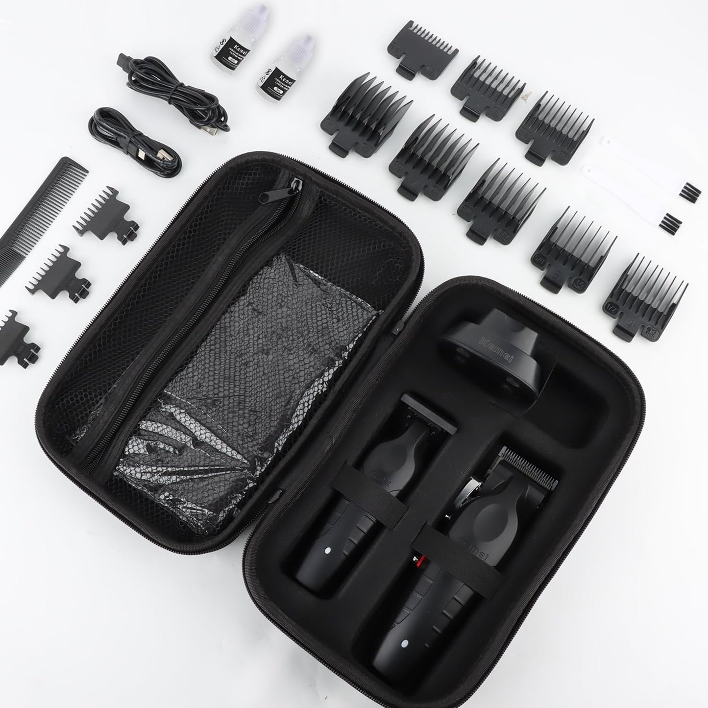 KEMEI Hair Clipper and Trimmer Set Professional Cordless Hair Clipper for Men Electric Beard Trimmers Barber Hair Cuttings Kit, T Blade Trimmers for Men, KM-2296，KM-2299