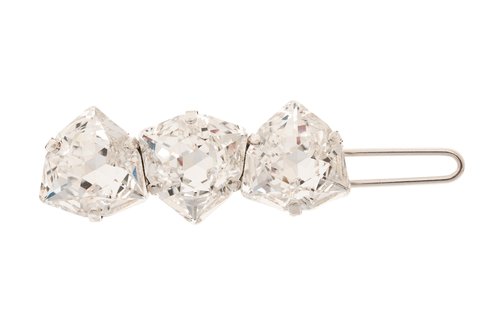L. Erickson Triple Crystal Tige Boule Barrette - Crystal/Silver