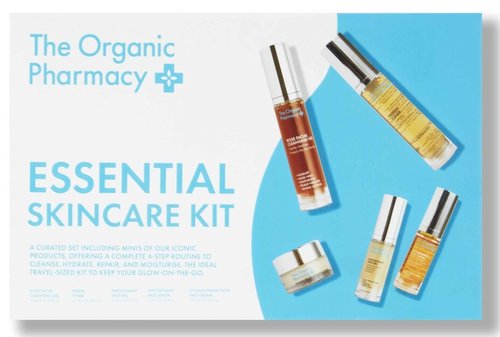 The Organic Pharmacy Essential Skin Care Kit - Antioxidant Face Serum 5ml, Antioxidant Face Gel 5ml, Herbal Toner 10 ml, Rose Facial Cleansing Gel 10ml, Vitamin Protection Face Cream 10ml