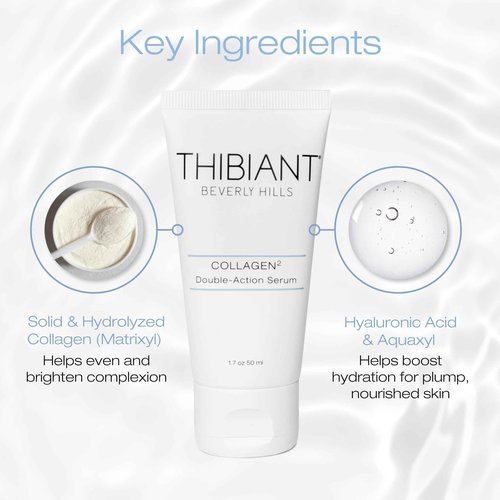 Thibiant Beverly Hills Collagen2 Double-Action Serum for Face Hyaluronic Acid and Matrixyl that Enhance Collagen Production, Reduce Fine Lines and Wrinkles, Fragrance-free, Paraben Free (1 .7 Oz)