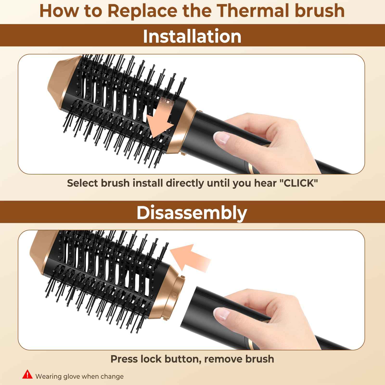 Hair Dryer Brush 6 in 1, Foldable Blow Dryer Brush with Wrap Curler, Detachable Air Hair Styler Curling, Drying,Volumizing, Straightening, Negative Ionic Hair Dryer with Diffuser, Hair Styling Tools