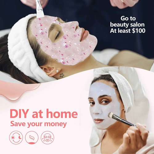 Fokiabin Jelly Mask for Facials Professional Hydrating Deep Cleaning Face Mask Set - 115Fl Oz 5 Treatments (Hyaluronic Acid,Bulgari Rose,24K Gold,Lavender Essence,Tea tree)