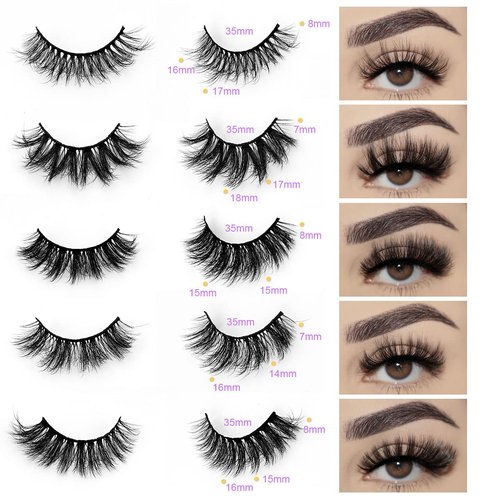 Wholesale Lashes, 3D Faux Mink Eyelash Bulk, 18mm Handmade Reusable Eye Lash, 5 Styles Dramatic Fluffy False Lash with Glitter Portable Packing (Fluffy 5 styles-100 pairs)
