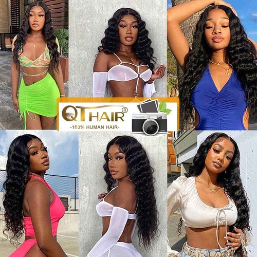 QTHAIR Brazilian Loose Deep Wave Bundle 28" 16A 100% Unprocessed Brazilian Virgin Human Hair Bundles Brazilian Virgin Loose Deep Curly Human Hair Weave Wet and Wavy Curly Hair Bundle