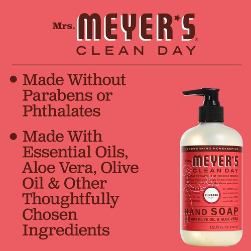 Mrs. MEYER'S CLEAN DAY Hand Soap, Made with Essential Oils, Rhubarb 12.5 Fl Oz (Pack of 6)