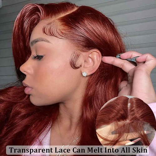Queen Story 26 Inch Reddish Brown Lace Front Wigs, 13x4 Straight Lace Front Wigs Human Hair Pre Plucked With Baby Hair - HD Lace Frontal Wigs Glueless Wigs 180% Density