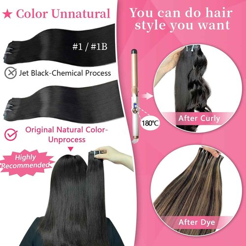 FBLhair 22 inch Seamless Clip in Hair Extensions Real Human Hair 110g 7pcs Human Hair Extensions Clip ins for Black Women 1B Natural Black Straight