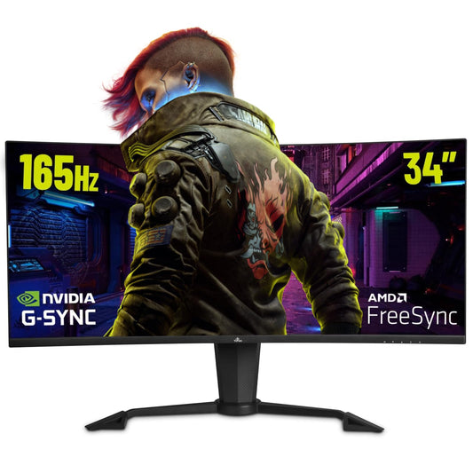 34 inch Ultrawide Curved Gaming Monitor, WQHD 3440X1440 Resolution165 Hz 1ms 1500R VA Screen PC Monitor, YEYIAN Sigurd 4000 2K Monitor, 21:9 PIP/PBP 178° Viewing Angle 121% sRGB 16.7M, Tilt Adjustable