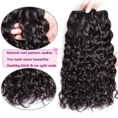 Water Wave Bundles Brazilian Virgin Hair 3 Bundles（20 22 24）Human Hair Curly Bundles Wet and Wavy Human Hair Weave 100% Unprocessed Human Hair Weft for Black Women