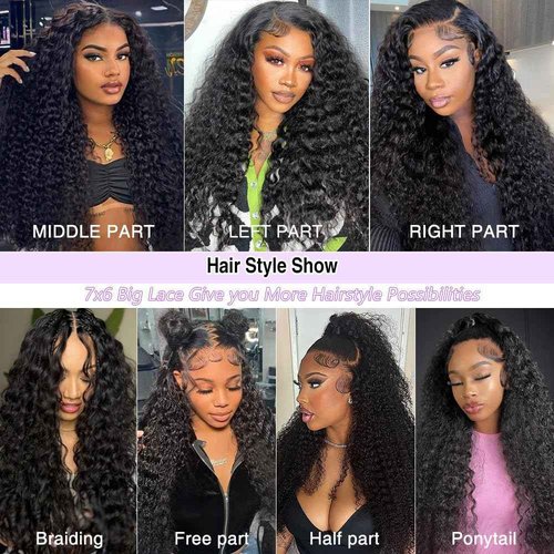 7x6 Burmese Curly Glueless Wigs Human Hair Pre Plucked Pre Cut 250% Density Drawstring Wig Human Hair 7x6 HD Lace Front Wigs Human Hair for Black Women Wear and Go Glueless Wig Natural Color 18inch