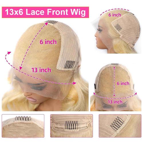 Tuneful 613 13x6 Lace Front Wig Human Hair 28 Inch Straight Blonde Lace Front Wigs Human Hair 220% Density Pre Plucked 613 HD Lace Frontal Wig with Baby Hair