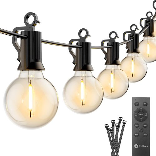 Outdoor String Lights with Remote - 58 Ft Globe Patio Lights, 4 Lighting Modes, 25 LED G40 Bulbs Waterproof Connectable Commercial Hanging Light for Backyard Party