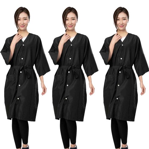 PERFEHAIR Salon Robes for Clients, Pack of 3, Hair Color Cape Kimono Gown Style, Grooming Smocks for Women & Men, 5 Snaps Closures