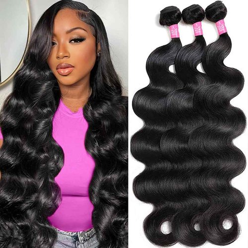Body Wave Human Hair Bundles 20 20 20 Inch Body Wave Bundles Human Hair 100% Unprocessed 12A Brazilian Raw Virgin Hair Weft 3 Bundle Deal Real Human Hair Extensions Natural Color