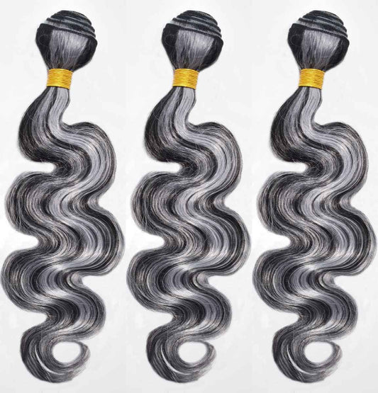 Habiliana Bundles Human Hair 26 28 30 Inch Body Wave P1B/GREY Human Hair Bundles 11A Unprocessed Brazilian Virgin Quick Weave Hair Extensions for Black Women