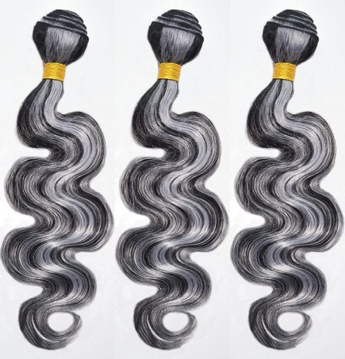 Habiliana Bundles Human Hair 20 22 24 Inch Body Wave P1B/GREY Human Hair Bundles 11A Unprocessed Brazilian Virgin Quick Weave Hair Extensions for Black Women
