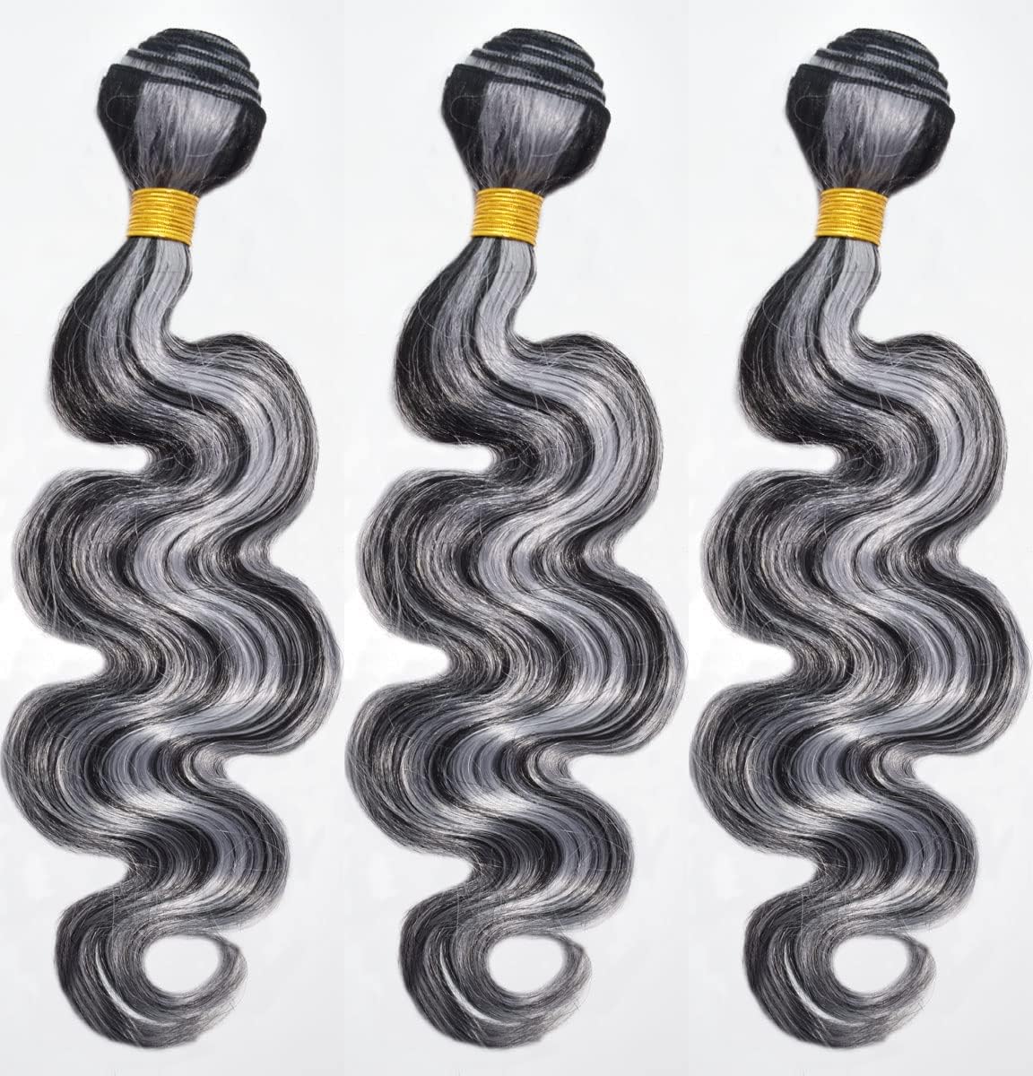 Habiliana Bundles Human Hair 16 18 20 Inch Body Wave P4/GREY Human Hair Bundles 11A Unprocessed Brazilian Virgin Quick Weave Hair Extensions for Black Women