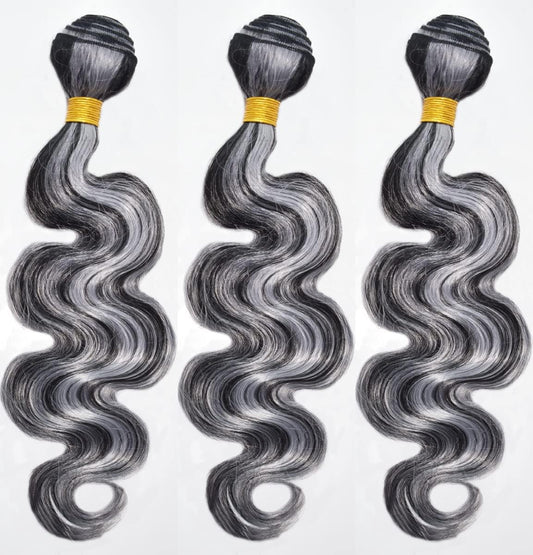 Habiliana Bundles Human Hair 16 18 20 Inch Body Wave P4/GREY Human Hair Bundles 11A Unprocessed Brazilian Virgin Quick Weave Hair Extensions for Black Women