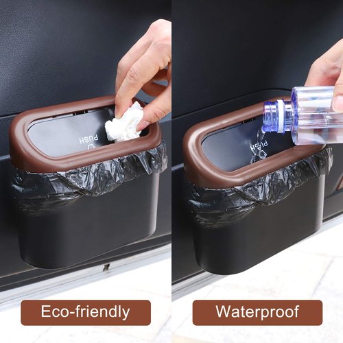 Accmor Car Trash Can with Lid, Leakproof Vehicle Trash Bin Auto Dustbin Organizer, Waterproof Mini Garbage Bin Trash Container with Garbage Bag for Automotive Car, Home, Office, Kitchen