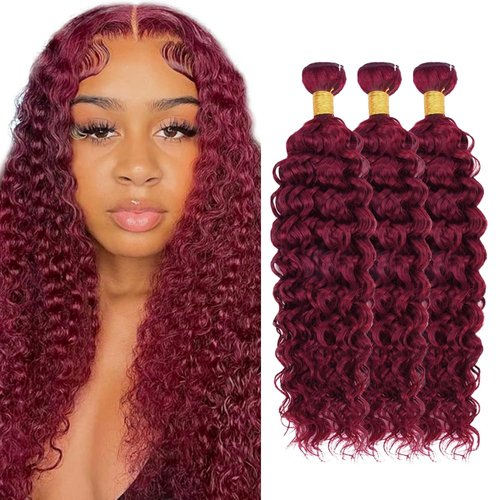 Burgundy Human Hair Bundles 99j Water Wave Bundle 22 24 26 inch Red Human Hair Weave Bundles Burgundy Water Wave Bundle