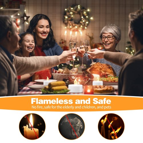 KOABY 12/24/50/100/200/400 Pack LED Tea Lights, Flickering Warm White Lights, Battery Operated