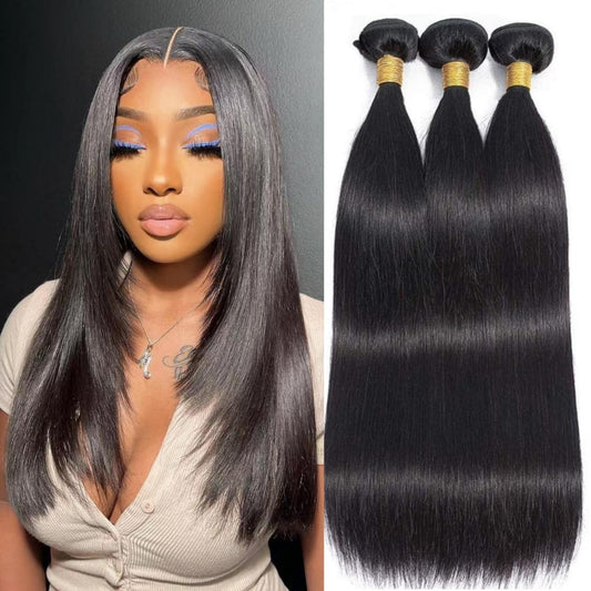 15A Straight Bundles Human Hair 22 24 26 Inch 300g/pack Brazilian Human Hair Bundles for Black Women Double Weft Natural Color