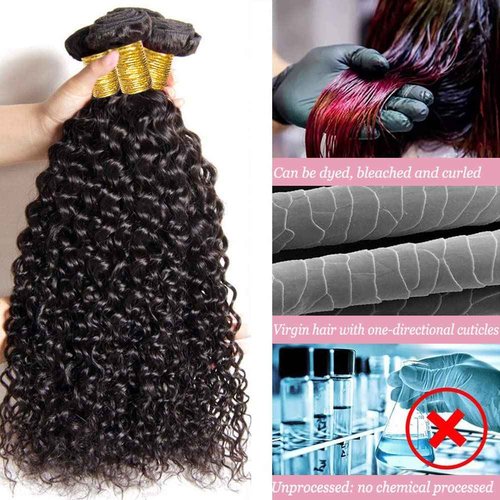 Deep Wave Human Hair Bundles, 18 20 22 Inch, 100% Unprocessed Brazilian Virgin Hair, Deep Curly, Natural Black, Wet And Wavy Bundles - 3 Pack, Style Keep Texture Silky Soft, Hair Extension