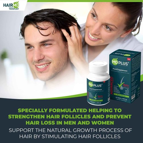 HairMD MD Plus Hair Growth Multivitamin Tablets (Biotin, Keratin & Saw Palmetto) - Designed for Hair Loss Treatment - Thickens Hair - Balances Diet to Help Block DHT
