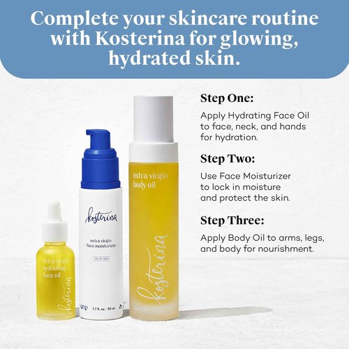 Kosterina - Extra Virgin Hydrating Face Oil – Absorbent and Lightweight, Gentle Hydrating Formula, Promotes Youthful Skin | 1oz (30 ml)