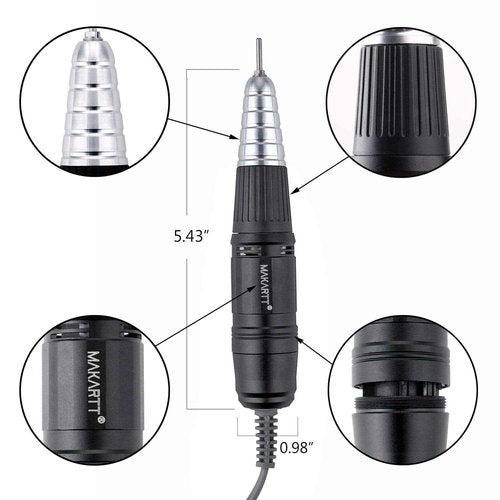 Makartt Nail Drill Handpiece for Up200 Machine Bundle With Safety Nail Drill Bits Cuticle Remover