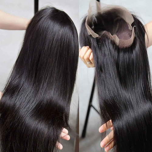 daparo Straight Lace Front Wigs Human Hair Pre Plucked 13x4 HD Transparent Lace Frontal Wigs Human Hair 180% Density Glueless Human Hair Wigs for Women Natural Black 30inch