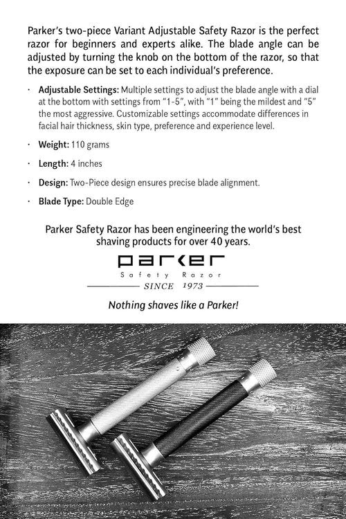 Parker SR1 Classic Straight Razor Set for the Ultimate Wet Shave – Includes 100% Pure Badger Brush, Chrome Stand & 100 Premium Stainless Steel Blades – Barber‑Quality Grooming Kit for Men