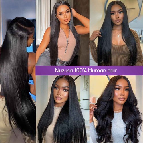 Nuzusa Clip in Hair Extensions Real Human Hair,100% Brazilian Remy Human Hair Extensions for Women,1B Natural Black 8pcs Per Set with Double Weft,26inch 130g,Straight